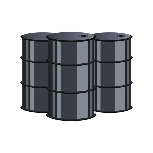 barriles de petróleo tanques recursos iconos - Vector, Imagen