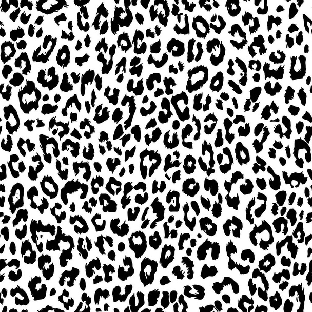 Векторный бесшовный шаблон. Леопард черно-белая текстура кожи - Вектор,изображение