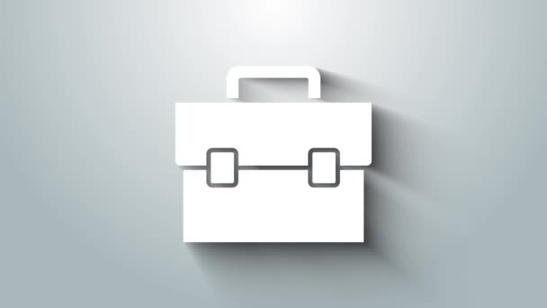 White Briefcase icon isolated on grey background. Business case sign. Business portfolio. 4K Video motion graphic animation - Footage, Video