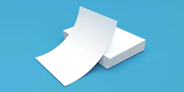 Φυλλάδιο Mockup A4 σε μια στοίβα από χαρτιά γραφείου. 3D απεικόνιση του σχεδιασμού του εγγράφου. Λευκά φύλλα για το πρότυπο. - Φωτογραφία, εικόνα