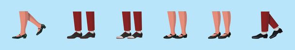 set di scarpe da tip tap modello di icona del fumetto con vari modelli. moderna illustrazione vettoriale isolata su sfondo blu - Vettoriali, immagini