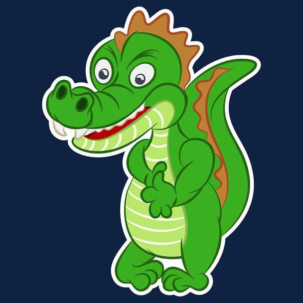 Illustration vecteur mignon dessin animé alligator avec fond - Vecteur, image