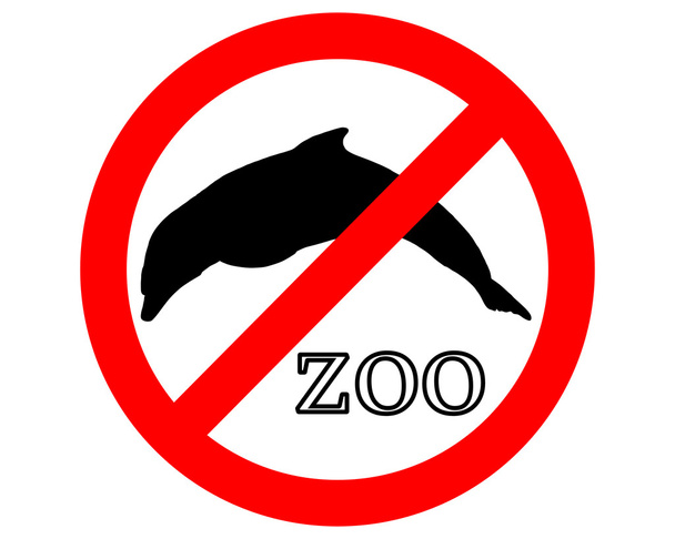 δελφίνια στο ζωολογικό κήπο, απαγορεύεται - Διάνυσμα, εικόνα