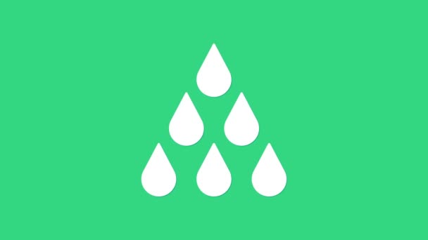 Icône goutte d'eau blanche isolée sur fond vert. Animation graphique de mouvement vidéo 4K - Séquence, vidéo