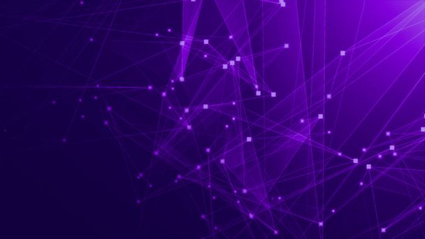 Red técnica de polígono violeta púrpura abstracta con fondo de tecnología de conexión. Puntos abstractos y líneas textura fondo. renderizado 3d. - Foto, Imagen