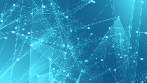 Red de tecnología de polígono verde azul abstracto con fondo de tecnología de conexión. Puntos abstractos y líneas textura fondo. renderizado 3d. - Foto, Imagen