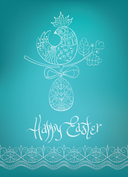 húsvéti kártya etnikai csaj kézzel rajzolt tipográfia - Vektor, kép