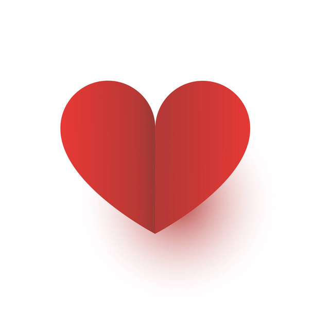 Punainen sydän paperi kuvake symboli valkoisella taustalla Äitienpäivä ja Ystävänpäivä rakkaus vektori kuva. - Vektori, kuva