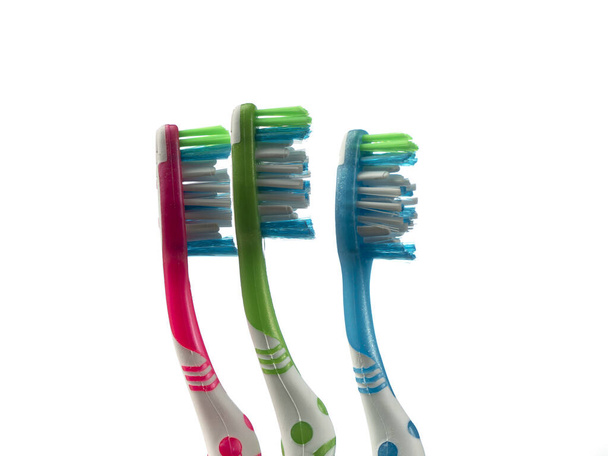 Toothbrushes isolated on white background, clean teeth concept - Photo, Image
