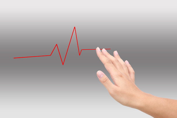 man duwen grafiek heartbeat - Foto, afbeelding