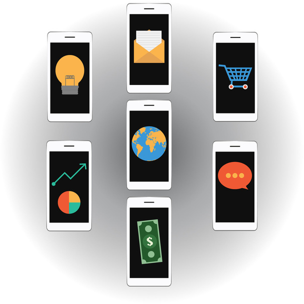 Vector Mobile marketing shopping online concept - Vettoriali, immagini