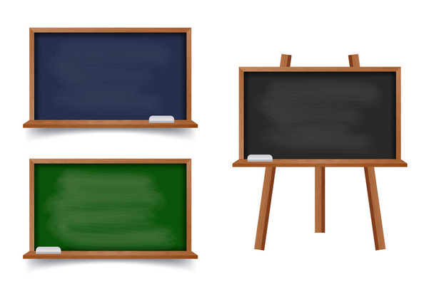 Realistická zelená a černá tabule s dřevěným rámem - Vektor, obrázek