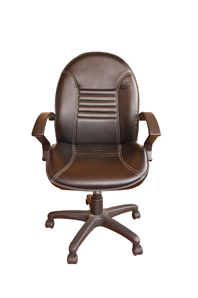 hnědá kožená židle na bílém pozadí - Fotografie, Obrázek