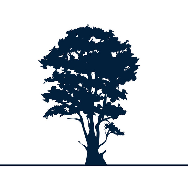 Silueta de árbol aislada en backgorund blanco. Ilustración vectorial - Vector, Imagen