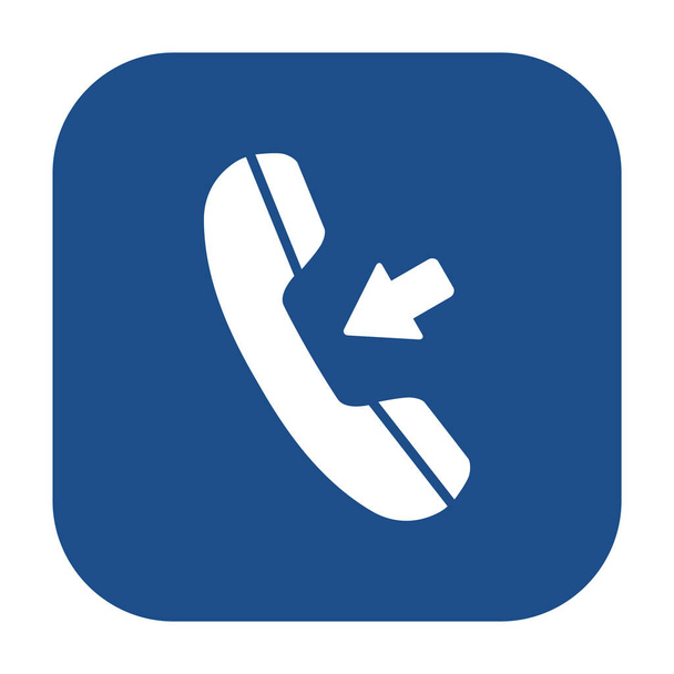 Blue rounded square incoming call icon, button isolated on a white background. Vector illustration. - Vector, Image