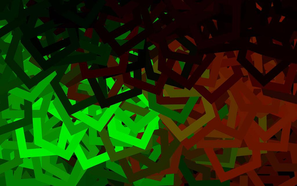 Dunkelgrüner, roter Vektorhintergrund mit einer Reihe von Sechsecken. Glitzernde abstrakte Illustration im sechseckigen Stil. Muster für Landing Pages. - Vektor, Bild