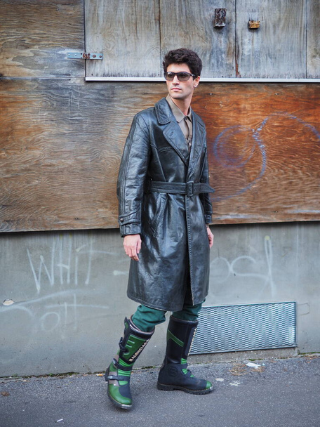  Fashion blogger Marc Forne street style outfit before MARNI fashion show during Milano fashion week 2020 - Zdjęcie, obraz