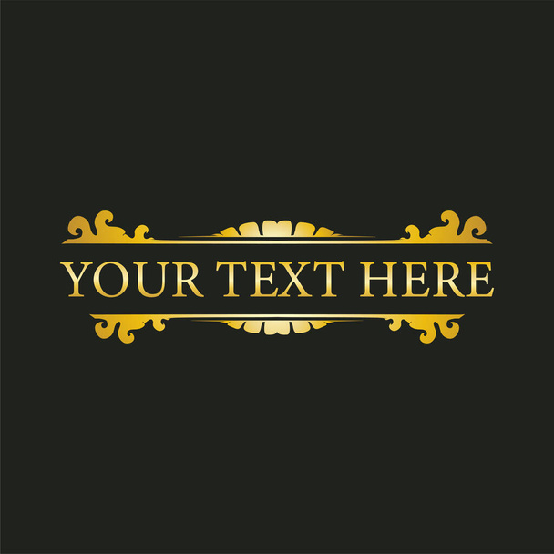 Classic decorative text or title frame isolated on dark green color background. Gold floral ornament. Design Element. Heraldry, heraldic Vector illustration.  - Vecteur, image