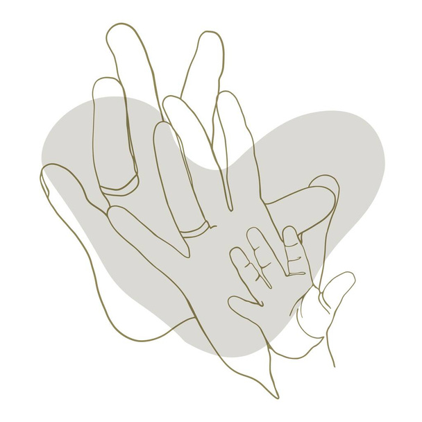 αγάπη με τη μορφή μιας σιλουέτας οικογενειακών χεριών και καρδιών - Διάνυσμα, εικόνα