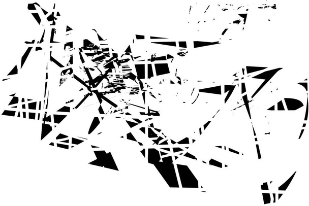 Fundo angustiado em textura preta e branca com pontos, manchas, arranhões e linhas. Ilustração vetorial abstrata. - Vetor, Imagem