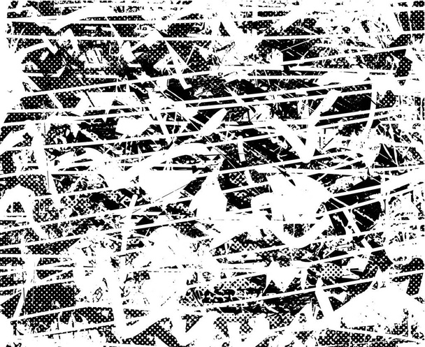 Distressed background in black and white texture with dots, spots, scratches and lines. Abstract vector illustration. - Vector, Image
