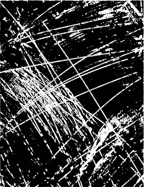 Siyah beyaz desenli, noktalı, lekeli, çizik ve çizikli sıkıntılı bir arkaplan. Soyut vektör illüstrasyonu. - Vektör, Görsel