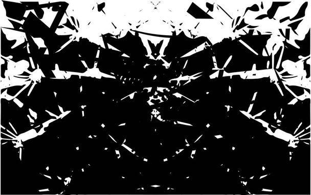 Gestörter Hintergrund in schwarz-weißer Textur mit Kakteen, Punkten, Flecken, Kratzern und Linien. Abstrakte Vektorillustration. - Vektor, Bild
