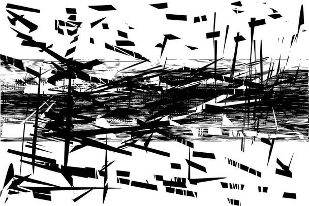 Fond tourmenté en texture noire et blanche avec points, taches, rayures et lignes. Illustration vectorielle abstrait. - Vecteur, image