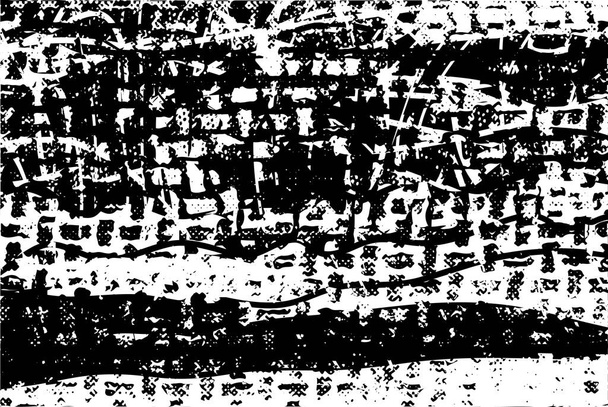 Fundo angustiado em textura preta e branca com pontos, manchas, arranhões e linhas. Ilustração vetorial abstrata. - Vetor, Imagem