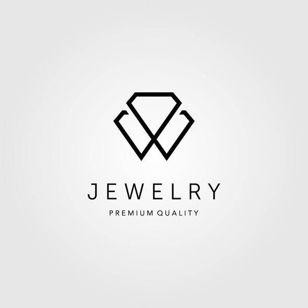 línea de arte diamante joyas logo vector ilustración diseño - Vector, Imagen