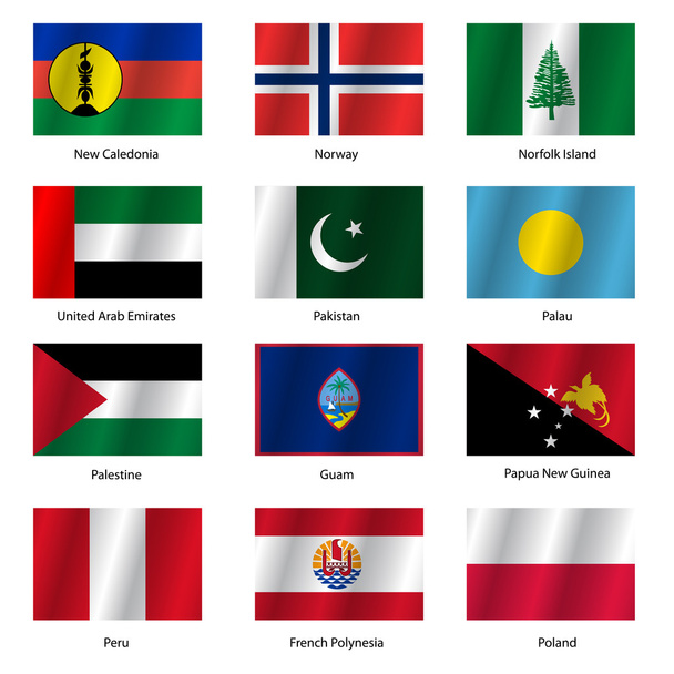 Set  Flags of world sovereign states. Vector illustration. - Вектор, зображення