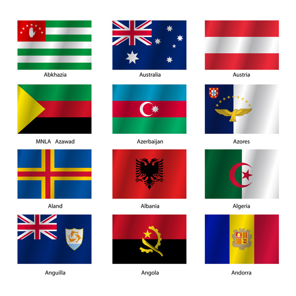 Set  Flags of world sovereign states. Vector illustration. - Вектор,изображение