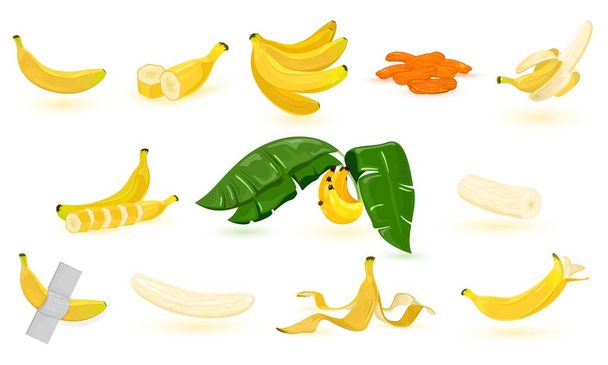 Set di cartoni animati di banana - Vettoriali, immagini