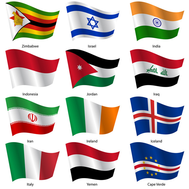 lijst van vlaggen van wereld soevereine staten instellen vectorillustratie. - Vektör, Görsel