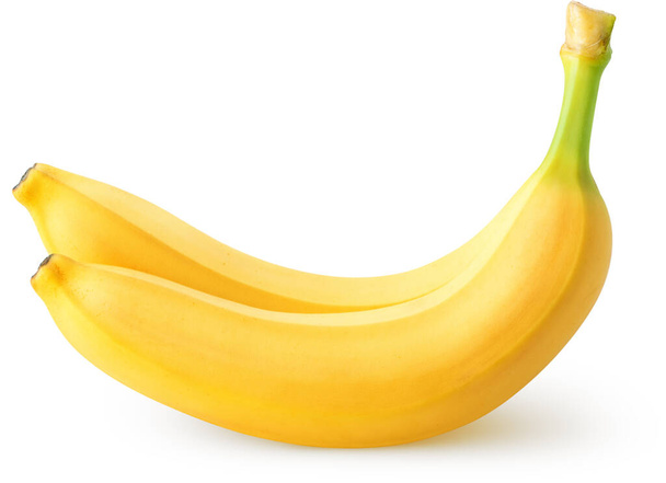 Изолированные бананы. Два спелых фрукта банана изолированы на белом фоне с обрезкой пути - Фото, изображение