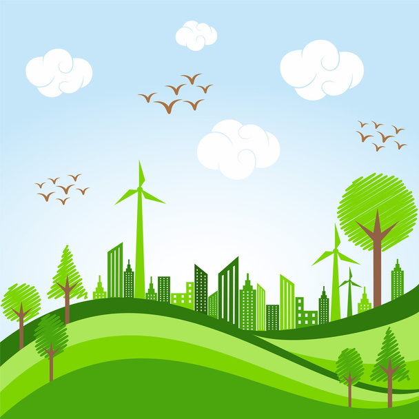 Eco cityscape -go green concept - Vecteur, image