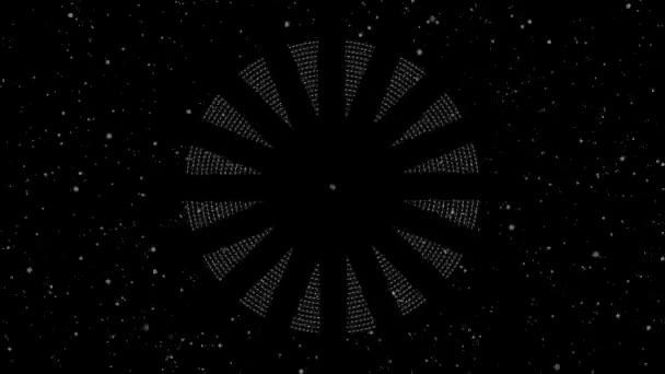 Formas geométricas circulares que aparecen y brillan sobre el fondo oscuro - Metraje, vídeo