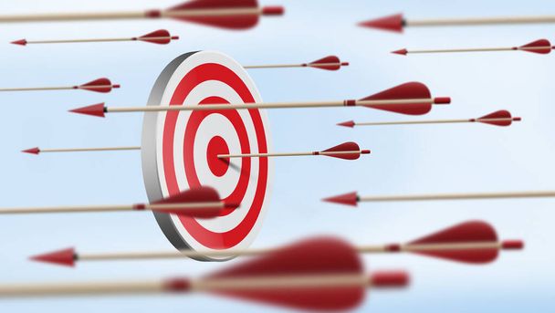 Red dartboard and arrows - Photo, Image