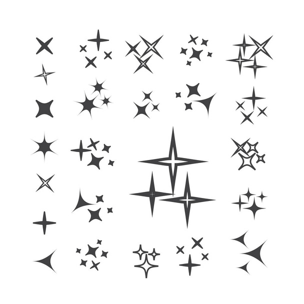 Parıltı simgesi seti. Yıldız elementi Parıldayan ışıklar vektörü - Vektör, Görsel