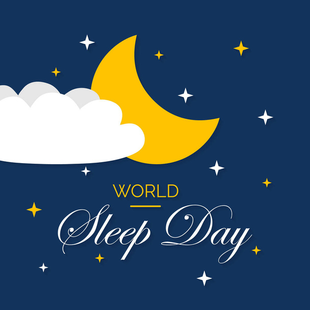Dünya Uyku Günü, Mart ayında her yıl kutlanan bir etkinliktir. Bu durup uyku alışkanlıklarınızı düşünmeniz için bir fırsat. Sağlığınızı ne kadar etkilediğini düşünün.. - Vektör, Görsel