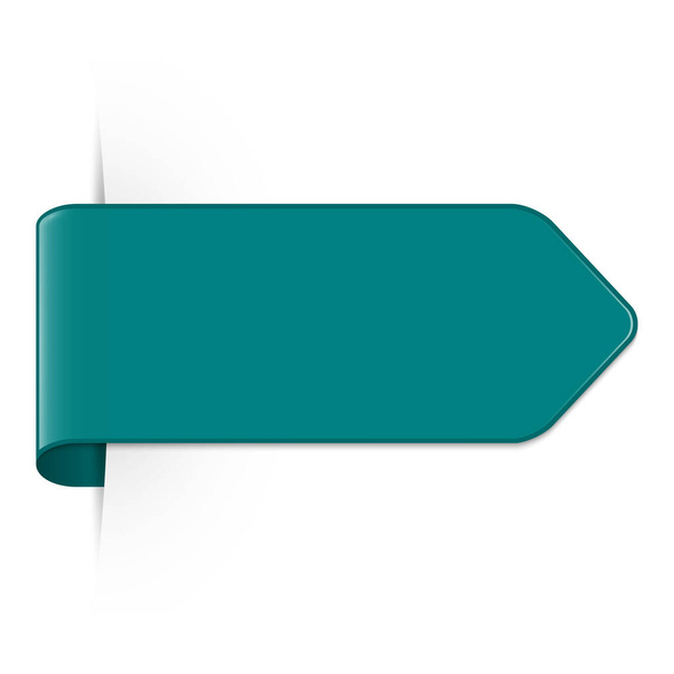 Larga flecha de marcador de color verde azulado curvado con sombra y espacio de copia aislado sobre un fondo blanco. Ilustración vectorial. - Vector, imagen