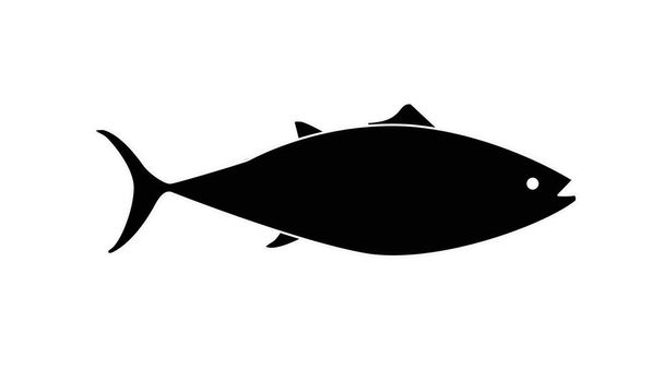 Ilustración aislada vectorial de un pez. Ilustración o icono de pescado blanco y negro - Vector, Imagen