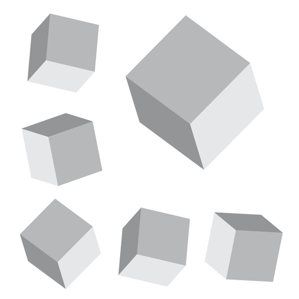 Cubo modelos 3d. Cubos 3d realistas com sombras - Vetor, Imagem