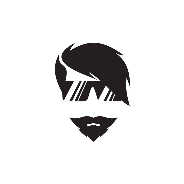 Homem barbudo ícone logotipo design vetor modelo - Vetor, Imagem