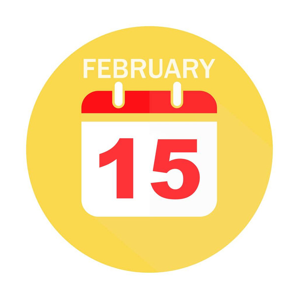 15 février calendrier icône plate - Photo, image