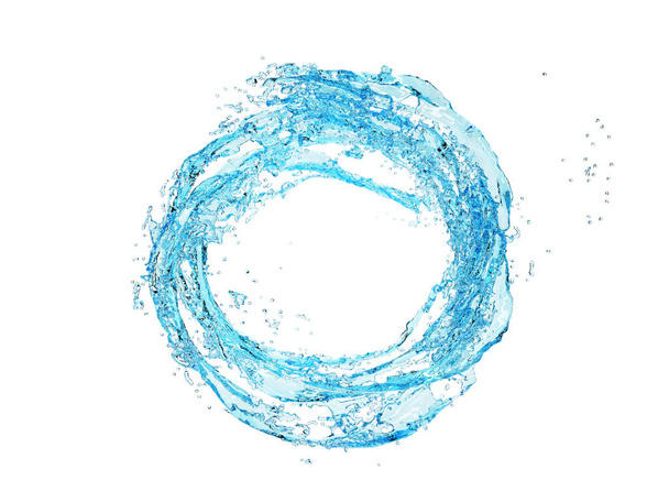 3d ilustracja błękitnej wody splash na białym tle z ścieżką wycinania - Zdjęcie, obraz