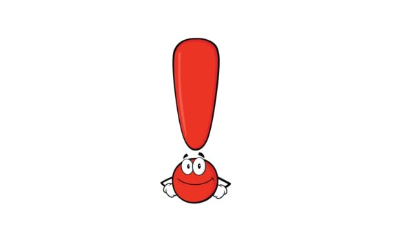 Exclamation Mark Cartoon Character Pointing With Finger. 4K Animation Video Motion Graphics Without Background - Footage, Video