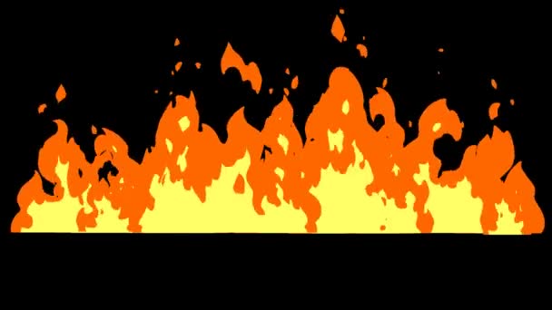 Cartoon Fire Of Raging Flames (en inglés). Gráficos de movimiento de vídeo de animación 4K sin fondo - Metraje, vídeo