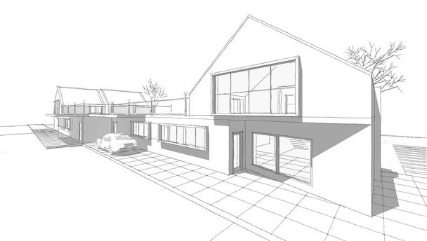 casa schizzo architettonico 3d illustrazione - Foto, immagini