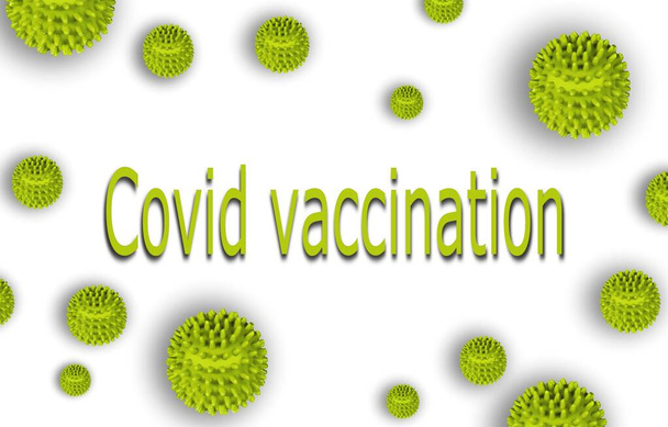 Εκούσιος εμβολιασμός 2021-2022. Coronavirus ταπετσαρία banner φόντο με ανοιχτό πράσινο κίτρινο ιογενή βακτηριακή ασθένεια κύκλο μπάλες κύτταρα απομονώνονται σε λευκό. - Φωτογραφία, εικόνα